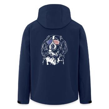 Nederlandse Kooikerhondje Amerika Fahne Hunde - Men’s Recycled Softshell Jacket by Stanley/Stella - navy - Back - AI Model Male 185 light (185cm)