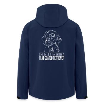 FLAT COATED RETRIEVER Life better saying Wilsigns - Men’s Recycled Softshell Jacket by Stanley/Stella - navy - Back - AI Model Male 185 light (185cm)