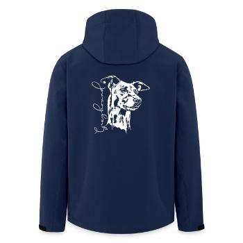 GREYHOUND Portrait Greyhound Greyhounds Wilsigns - Men’s Recycled Softshell Jacket by Stanley/Stella - navy - Back - AI Model Male 185 light (185cm)