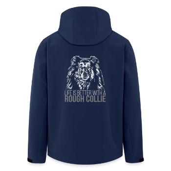 La vie de ROUGH COLLIE est meilleure, chien disant Wilsigns - Veste softshell homme en polyester recyclé Stanley/Stella - marine - Dos - AI Model Male 185 light (185cm)