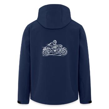 Cafe Racer Motorrad 03_weiß - Recycelte Männer Softshell-Jacke von Stanley/Stella - Navy - Hinten - AI Model Male 185 light (185cm)