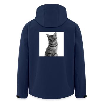 weiße Katze Katze weiß Katzen Geschenk - Recycelte Männer Softshell-Jacke von Stanley/Stella - Navy - Hinten - AI Model Male 185 light (185cm)