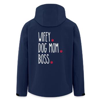 Wifey Dog Mom Boss - Men’s Recycled Softshell Jacket by Stanley/Stella - navy - Back - AI Model Male 185 light (185cm)