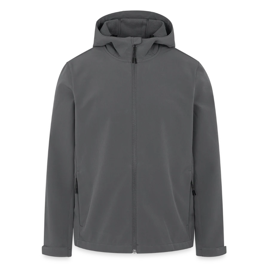 Switzerland badge on a men’s recycled softshell jacket by stanley/stella, black