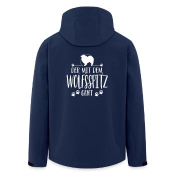 DER MIT WOLFSSPITZ GEHT Hundespruch Hunde - Recycelte Männer Softshell-Jacke von Stanley/Stella - Navy - Hinten - AI Model Male 185 light (185cm)