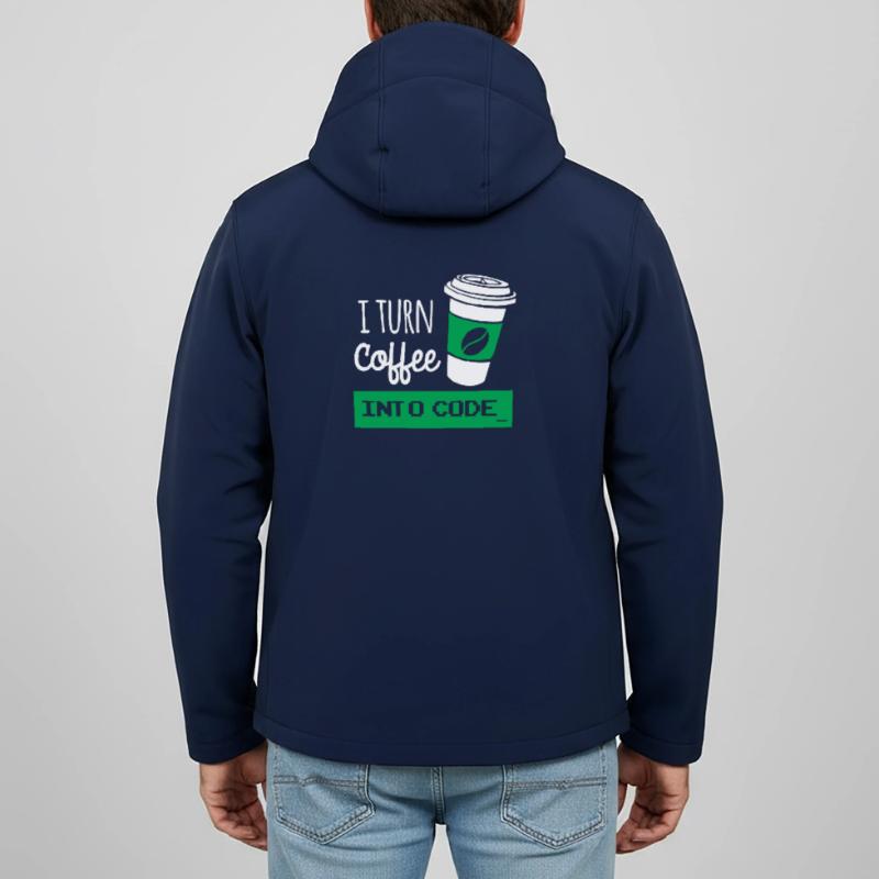 I turn coffee into code developer Veste softshell homme en polyester recyclé Discoverer Stanley/Stella