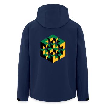 Figure impossible imagination géométrie cube Escher - Veste softshell homme en polyester recyclé Stanley/Stella - marine - Dos - AI Model Male 185 light (185cm)