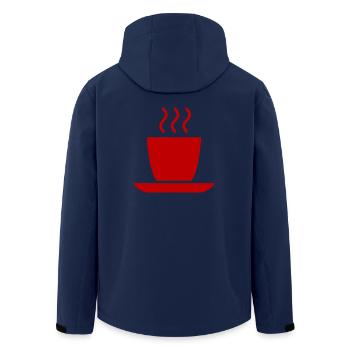 coffee cup beans cafe mug pot coffee beans191 - Men’s Recycled Softshell Jacket by Stanley/Stella - navy - Back - AI Model Male 185 light (185cm)