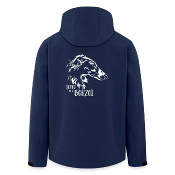 BARSOI loved by a BORZOI dog saying Wilsigns - Men’s Recycled Softshell Jacket by Stanley/Stella - navy - Back - AI Model Male 185 light (185cm)