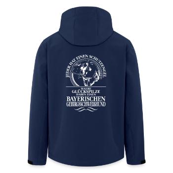 BAYERISCHER GEBIRGSSCHWEISSHUND Schutzengel Spruch - Recycelte Männer Softshell-Jacke von Stanley/Stella - Navy - Hinten - AI Model Male 185 light (185cm)