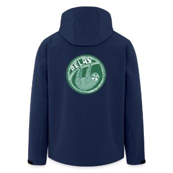 Relax - Green sloth - Men’s Recycled Softshell Jacket by Stanley/Stella - navy - Back - AI Model Male 185 light (185cm)
