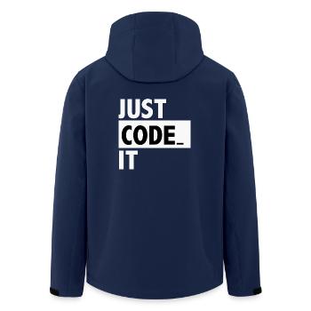 just code it - Men’s Recycled Softshell Jacket by Stanley/Stella - navy - Back - AI Model Male 185 light (185cm)