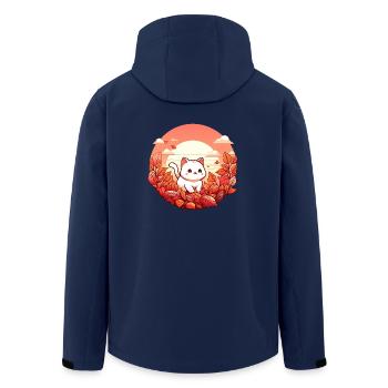 herbst katze laub bunte blätter sonnenuntergang - Recycelte Männer Softshell-Jacke von Stanley/Stella - Navy - Hinten - AI Model Male 185 light (185cm)