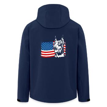 Doberman America Flag Dogs Dobie Wilsigns - Men’s Recycled Softshell Jacket by Stanley/Stella - navy - Back - AI Model Male 185 light (185cm)