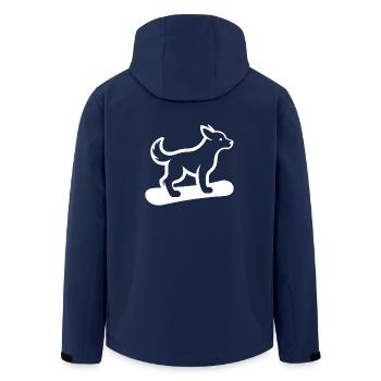 Dog Snowboard Snowboarder Minimalist Design - Men’s Recycled Softshell Jacket by Stanley/Stella - navy - Back - AI Model Male 185 light (185cm)