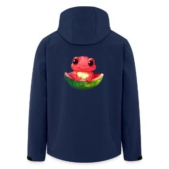 kawaii red alien axolotl with watermelon - Men’s Recycled Softshell Jacket by Stanley/Stella - navy - Back - AI Model Male 185 light (185cm)