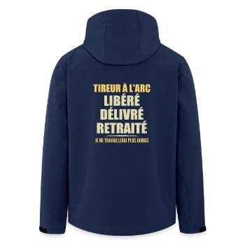 Archery Celebrates Retirement with Humor - Men’s Recycled Softshell Jacket by Stanley/Stella - navy - Back - AI Model Male 185 light (185cm)