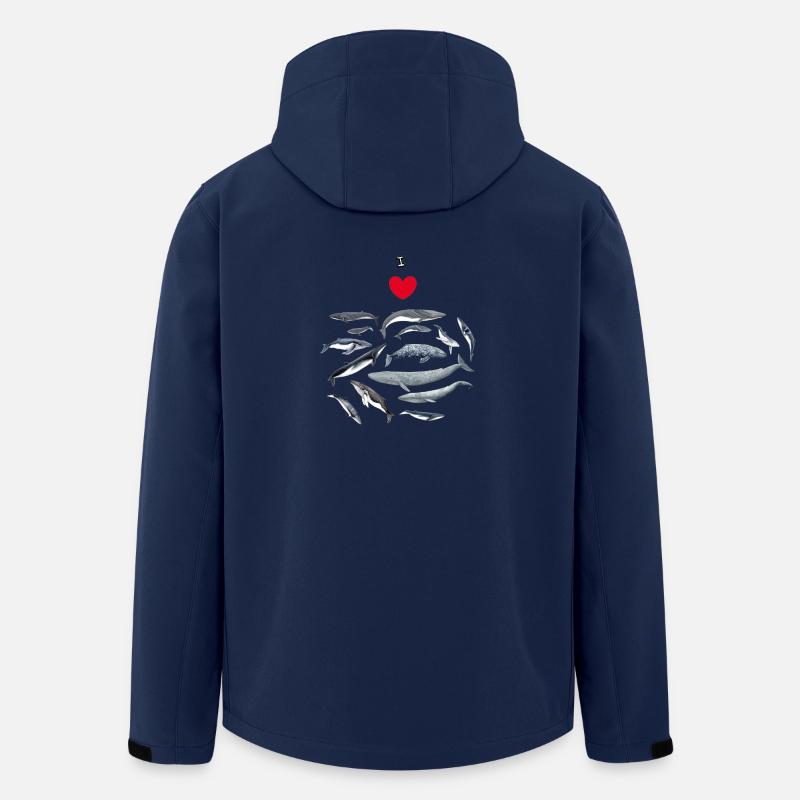 Les baleines aiment - J'adore les baleines - Baleines - Veste softshell homme en polyester recyclé Stanley/Stella - marine