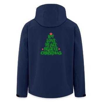 Joy Love Peace Believe Christmas - Men’s Recycled Softshell Jacket by Stanley/Stella - navy - Back - AI Model Male 185 light (185cm)