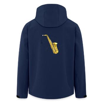 Saxophon Musik - Recycelte Männer Softshell-Jacke von Stanley/Stella - Navy - Hinten - AI Model Male 185 light (185cm)