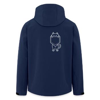 Cute Cat Pocket Cat Lover Gift - Men’s Recycled Softshell Jacket by Stanley/Stella - navy - Back - AI Model Male 185 light (185cm)