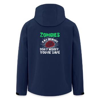 Funny Sarcastic Zombies Eat Brains Gift - Men’s Recycled Softshell Jacket by Stanley/Stella - navy - Back - AI Model Male 185 light (185cm)