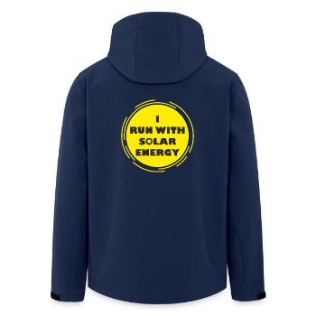 funny run with solar energy design - Men’s Recycled Softshell Jacket by Stanley/Stella - navy - Back - AI Model Male 185 light (185cm)
