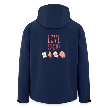 Liebe alle Tiere nicht nur Haustiere | Vegan - Recycelte Männer Softshell-Jacke von Stanley/Stella - Navy - Hinten - AI Model Male 185 light (185cm)