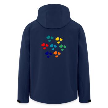 HEART. HEARTS. HEART. KISS. SMACK. KISSES. - Men’s Recycled Softshell Jacket by Stanley/Stella - navy - Back - AI Model Male 185 light (185cm)