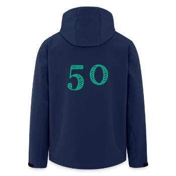 50 YEARS. 50th ANNIVERSARY. ANNIVERSARY 50 YEARS. 50 - Men’s Recycled Softshell Jacket by Stanley/Stella - navy - Back - AI Model Male 185 light (185cm)