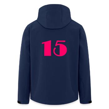 15. 15 JAHRE. 15-jähriges Jubiläum. GEBURTSTAG 15 JAHRE. - Recycelte Männer Softshell-Jacke von Stanley/Stella - Navy - Hinten - AI Model Male 185 light (185cm)