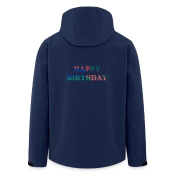 JAHRESTAG. ALLES GUTE ZUM GEBURTSTAG!. ALLES GUTE ZUM GEBURTSTAG!. - Recycelte Männer Softshell-Jacke von Stanley/Stella - Navy - Hinten - AI Model Male 185 light (185cm)