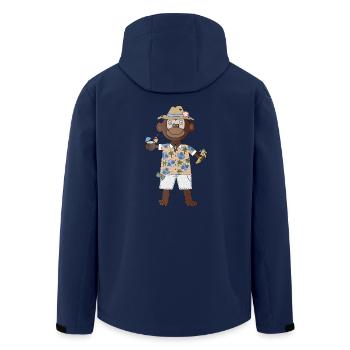 Monkey with straw hat and Hawaiian shirt - Men’s Recycled Softshell Jacket by Stanley/Stella - navy - Back - AI Model Male 185 light (185cm)