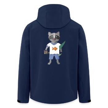 Waschbär am Strand mit Sonnenschirm  - Recycelte Männer Softshell-Jacke von Stanley/Stella - Navy - Hinten - AI Model Male 185 light (185cm)