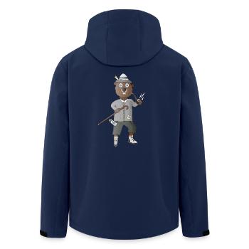 Marmot in a jacket with a pipe - Men’s Recycled Softshell Jacket by Stanley/Stella - navy - Back - AI Model Male 185 light (185cm)