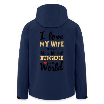 I Love My Wife - Best Woman - Men’s Recycled Softshell Jacket by Stanley/Stella - navy - Back - AI Model Male 185 light (185cm)