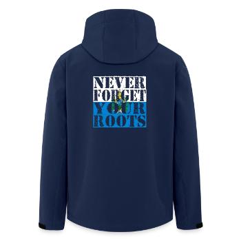 Never-Forget-Roots-Roots-San-Marino - Men’s Recycled Softshell Jacket by Stanley/Stella - navy - Back - AI Model Male 185 light (185cm)