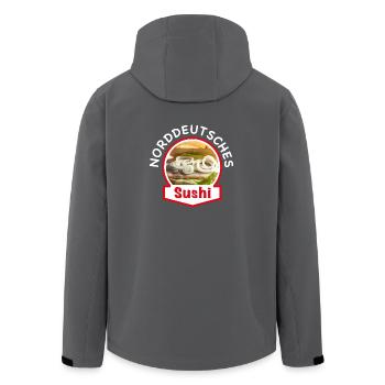 Norddeutsches Sushi | Fischbrötchen Matjes Hering - Recycelte Männer Softshell-Jacke von Stanley/Stella - Anthrazit - Hinten - AI Model Male 185 light (185cm)