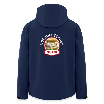 Norddeutsches Sushi | Fischbrötchen Matjes Hering - Recycelte Männer Softshell-Jacke von Stanley/Stella - Navy - Hinten - AI Model Male 185 light (185cm)