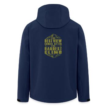 Climbing is the passion of the mountaineer - Men’s Recycled Softshell Jacket by Stanley/Stella - navy - Back - AI Model Male 185 light (185cm)