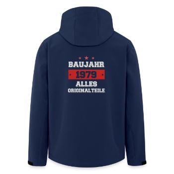 Baujahr 1979 - Alles Original Teile! - Recycelte Männer Softshell-Jacke von Stanley/Stella - Navy - Hinten - AI Model Male 185 light (185cm)