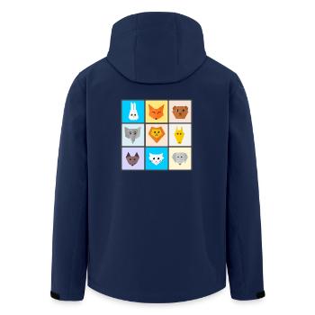 Colorful animal mix with favorite animals - Men’s Recycled Softshell Jacket by Stanley/Stella - navy - Back - AI Model Male 185 light (185cm)
