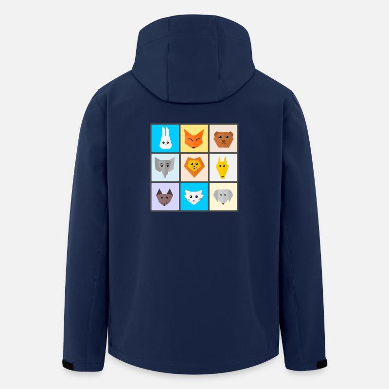 Bunte Tiermischung mit Lieblingstieren - Recycelte Männer Softshell-Jacke von Stanley/Stella - Navy