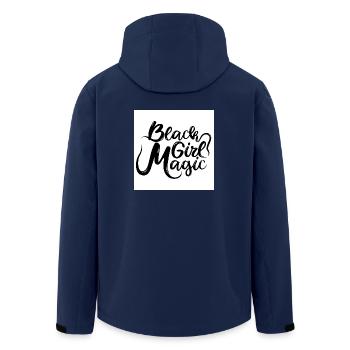 Black Girl Magic 1 Texte noir - Veste softshell homme en polyester recyclé Stanley/Stella - marine - Dos - AI Model Male 185 light (185cm)