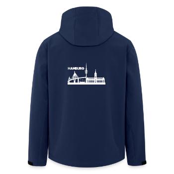 Hamburg skyline - Men’s Recycled Softshell Jacket by Stanley/Stella - navy - Back - AI Model Male 185 light (185cm)