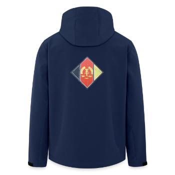 GDR rotted signboard gift idea - Men’s Recycled Softshell Jacket by Stanley/Stella - navy - Back - AI Model Male 185 light (185cm)