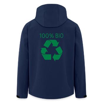 100% organic - Men’s Recycled Softshell Jacket by Stanley/Stella - navy - Back - AI Model Male 185 light (185cm)