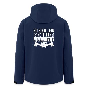 Genialer Feuerwehrmann-Feuerwehr Motiv Lustig - Recycelte Männer Softshell-Jacke von Stanley/Stella - Navy - Hinten - AI Model Male 185 light (185cm)
