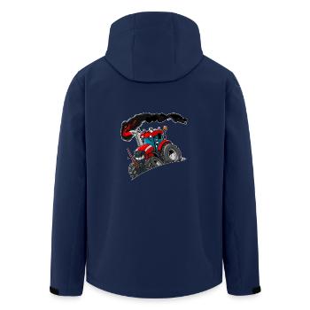 RED TRACTOR white border - Men’s Recycled Softshell Jacket by Stanley/Stella - navy - Back - AI Model Male 185 light (185cm)