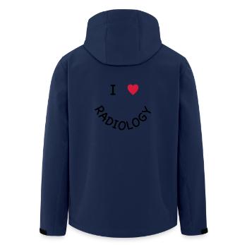 I love Radiology - Men’s Recycled Softshell Jacket by Stanley/Stella - navy - Back - AI Model Male 185 light (185cm)